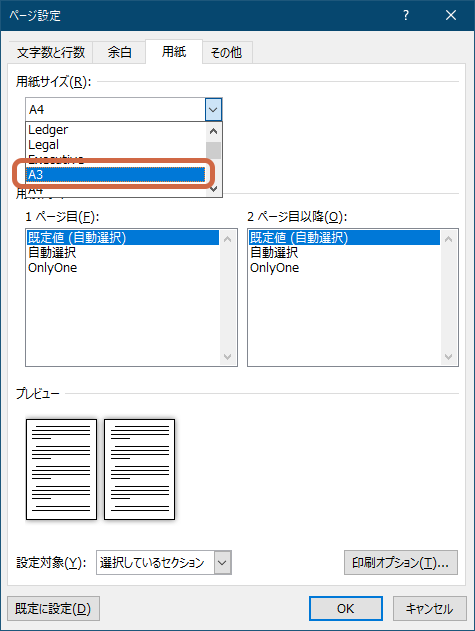 Wordで一部のページを サイズや向きが異なる設定にしたい Dtpサポートサービス